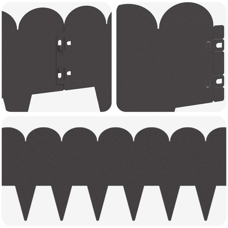 Lawn Edging 10 pcs 103 x 20 cm Steel Black