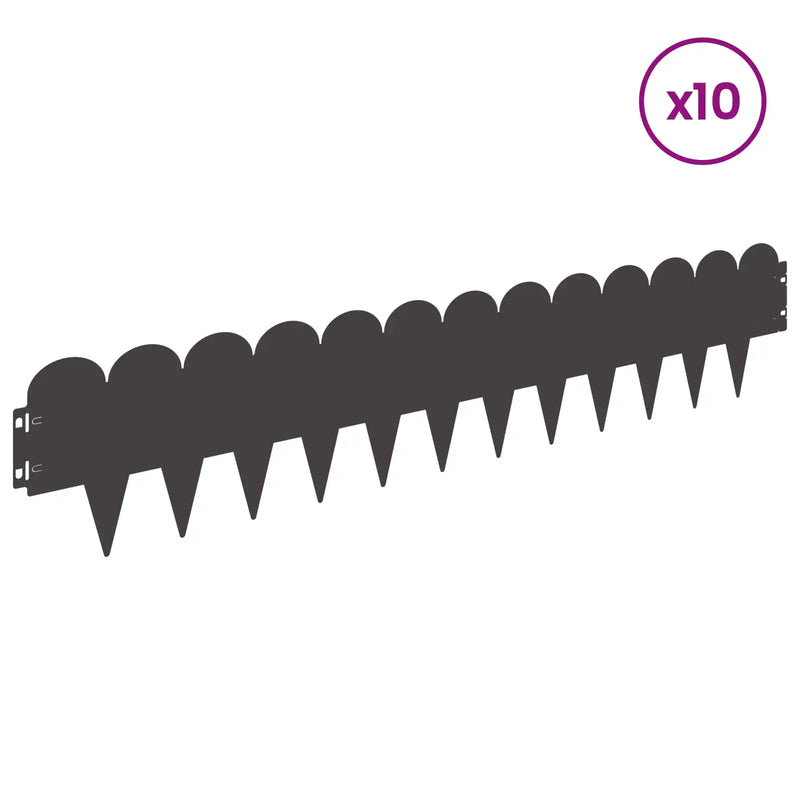 Lawn Edging 10 pcs 103 x 20 cm Steel Black