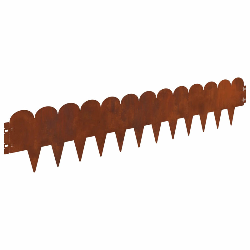Lawn Edging 10 pcs 103 x 20 cm Steel Rusty