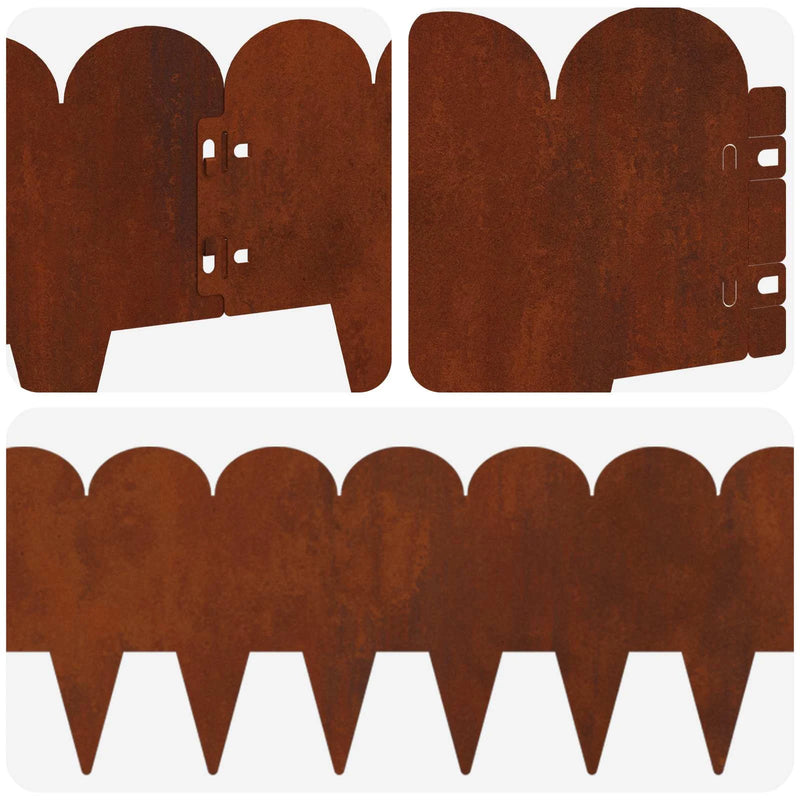 Lawn Edging 20 pcs 103 x 20 cm Steel Rusty