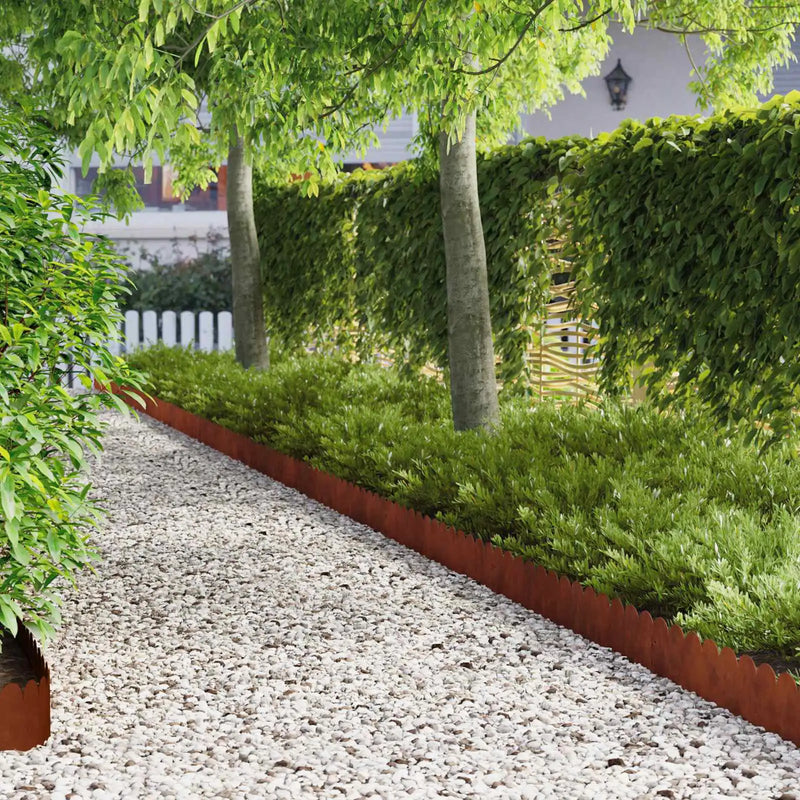 Lawn Edging 20 pcs 103 x 20 cm Steel Rusty