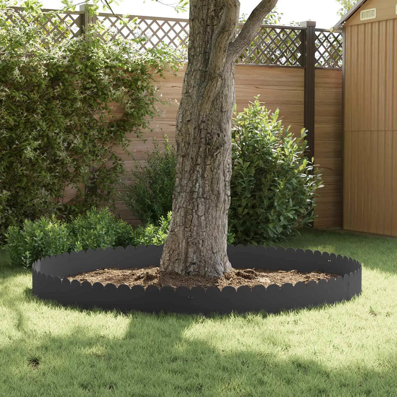 Lawn Edging 10 pcs 103 x 25 cm Steel Black