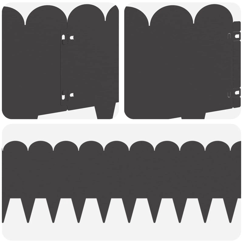 Lawn Edging 20 pcs 103 x 25 cm Steel Black