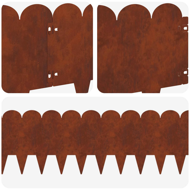 Lawn Edging 10 pcs 103 x 25 cm Steel Rusty