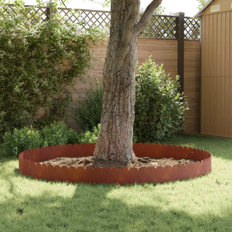 Lawn Edging 10 pcs 103 x 25 cm Steel Rusty