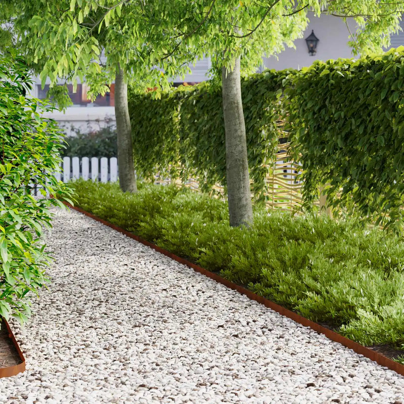 Lawn Edging 20 pcs 102 x 4 x 4 cm Steel Rusty