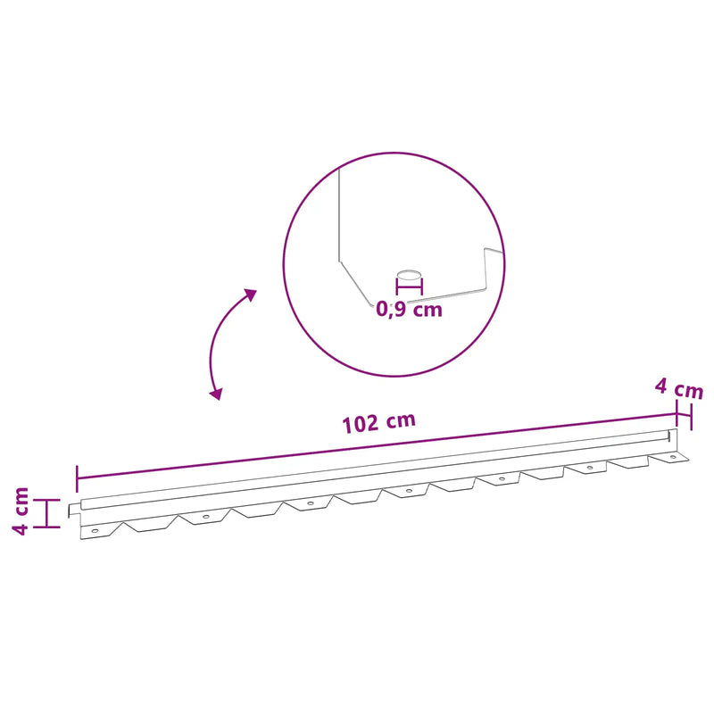 Lawn Edging 20 pcs 102 x 4 x 4 cm Steel Rusty