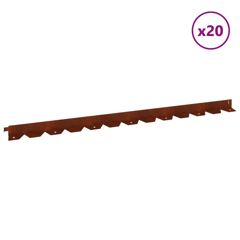 Lawn Edging 20 pcs 102 x 4 x 4 cm Steel Rusty