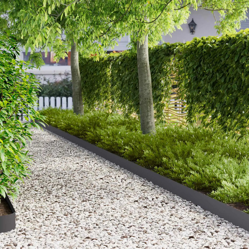 Lawn Edging 10 pcs 102 x 10 x 4 cm Steel Black