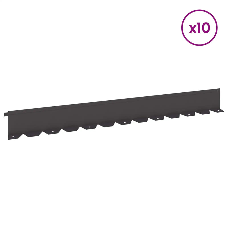 Lawn Edging 10 pcs 102 x 10 x 4 cm Steel Black