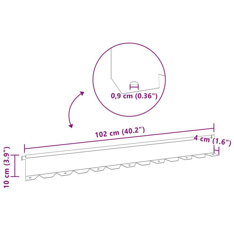 Lawn Edging 10 pcs 102 x 10 x 4 cm Steel Rusty