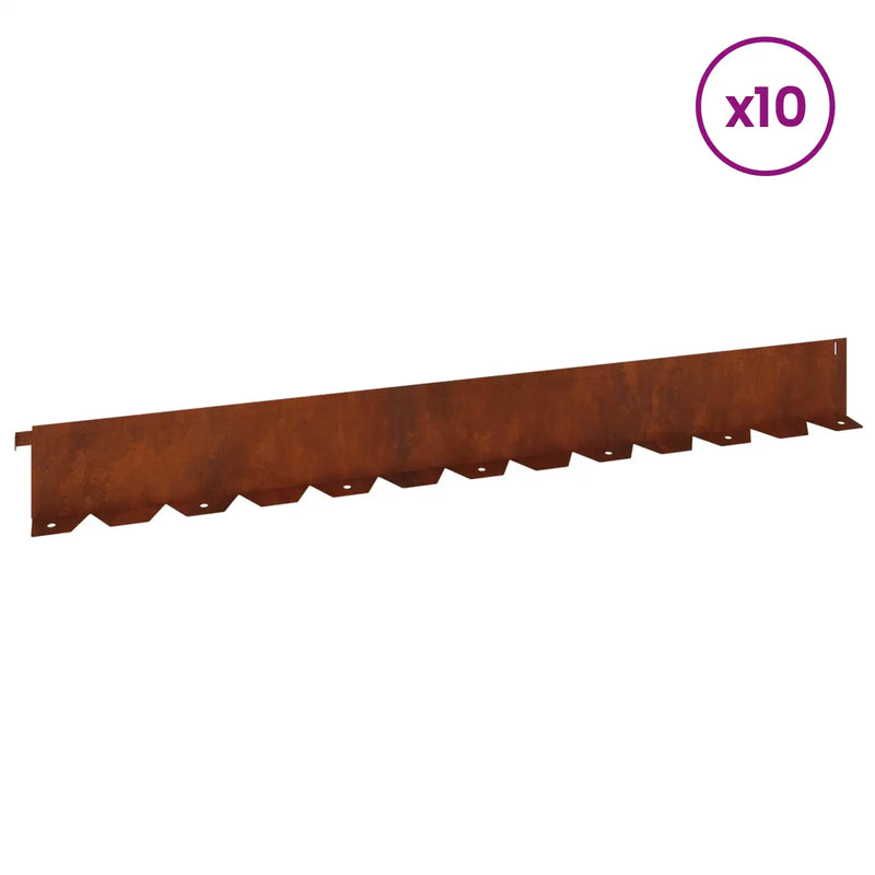 Lawn Edging 10 pcs 102 x 10 x 4 cm Steel Rusty