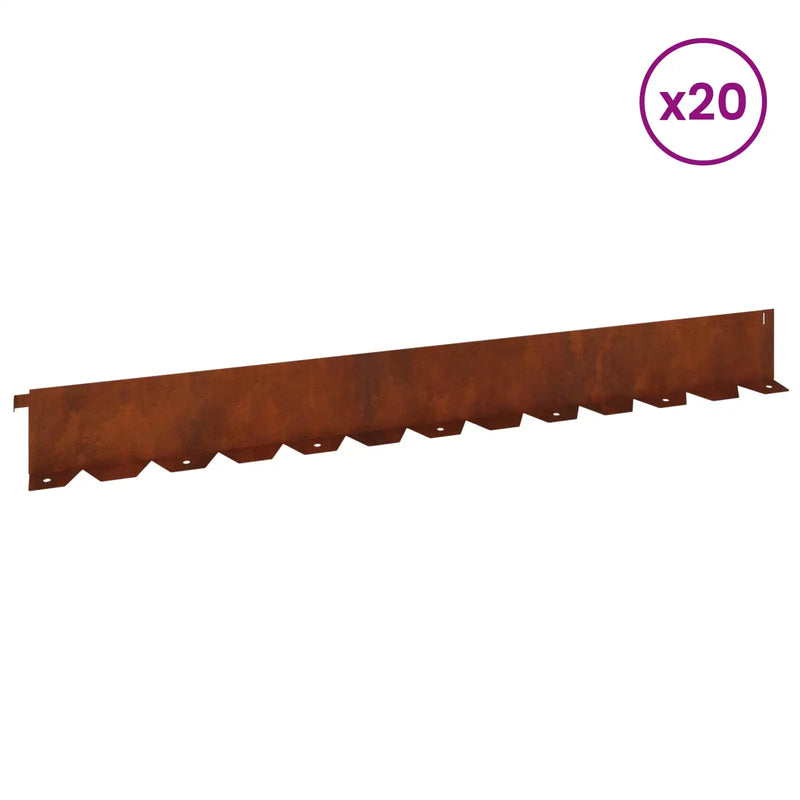 Lawn Edging 20 pcs 102 x 10 x 4 cm Steel Rusty