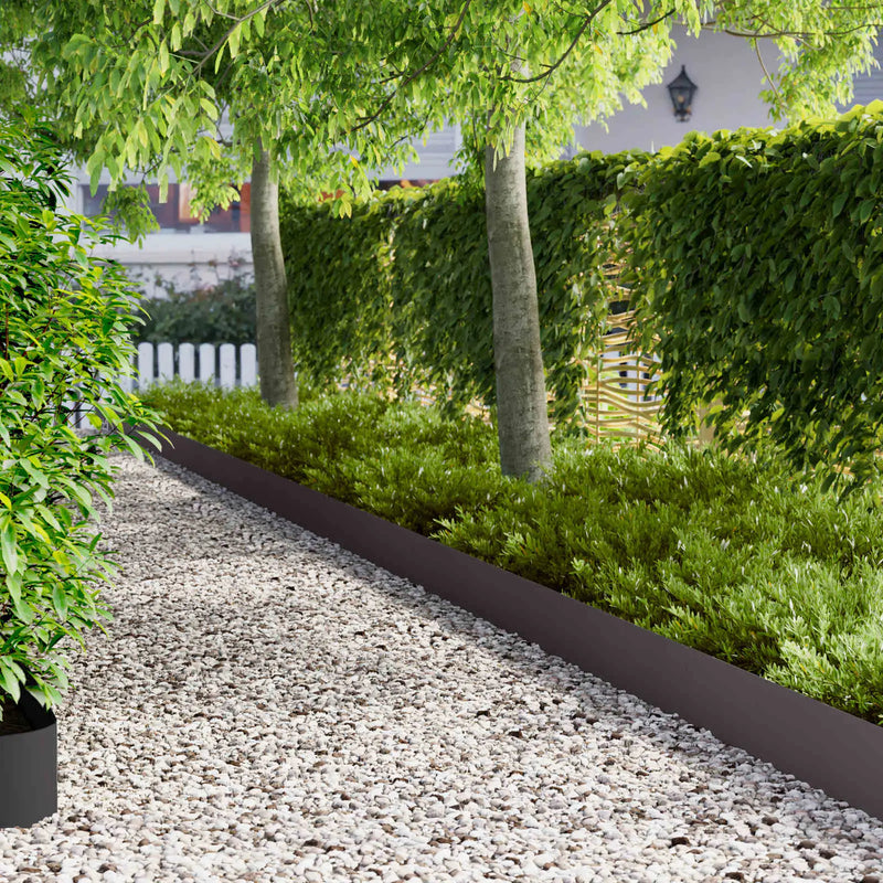 Lawn Edging 10 pcs 102 x 15 x 4 cm Steel Black