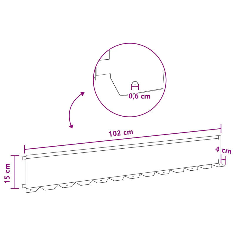 Lawn Edging 10 pcs 102 x 15 x 4 cm Steel Rusty