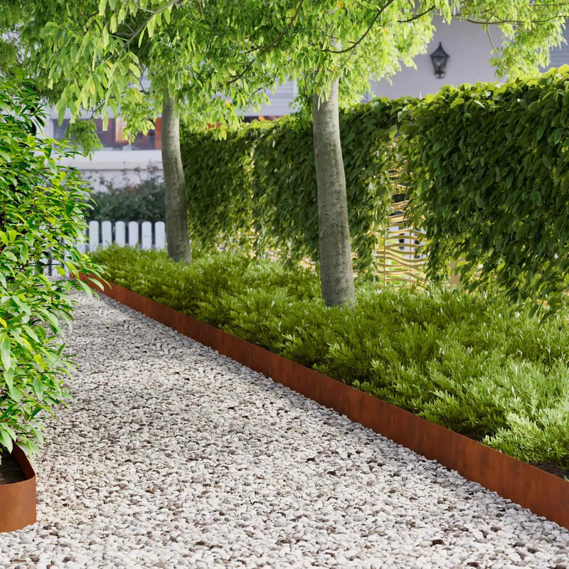 Lawn Edging 10 pcs 100 x 12 cm Steel Rusty