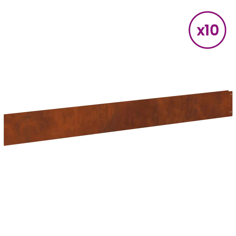 Lawn Edging 10 pcs 100 x 12 cm Steel Rusty