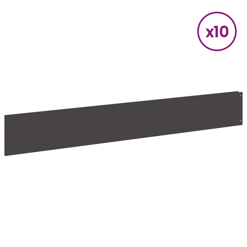 Lawn Edging 10 pcs 100 x 15 cm Steel Black