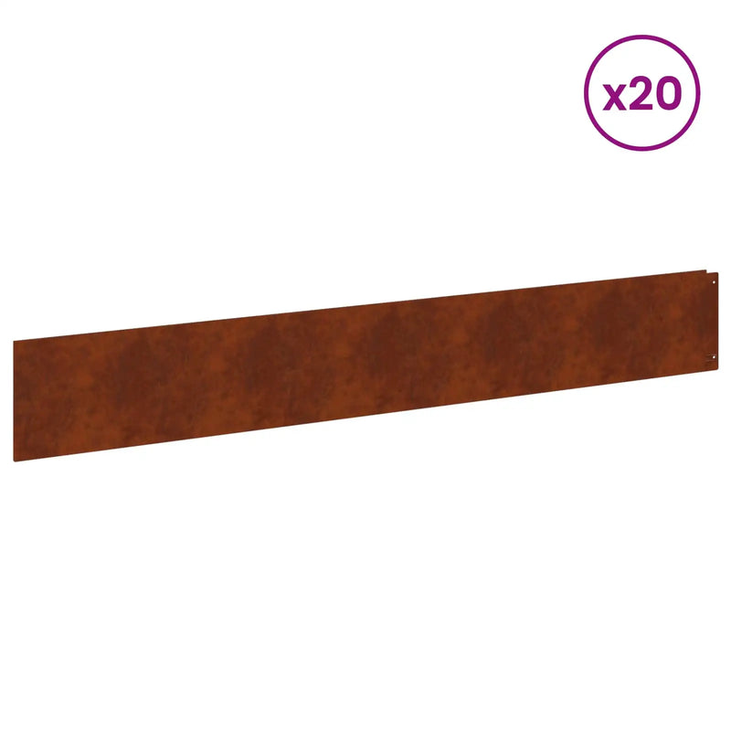 Lawn Edging 20 pcs 100 x 15 cm Steel Rusty