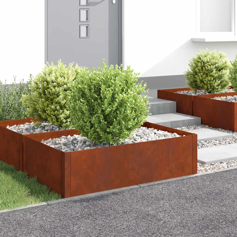 Lawn Edging 100 x 60 x 35 cm Steel Rusty