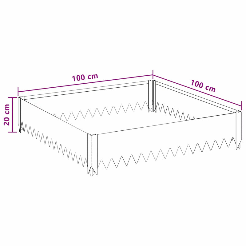 Lawn Edging 100 x 100 x 20 cm Steel Black