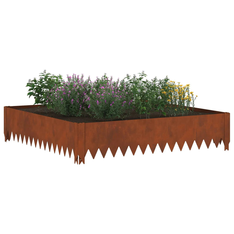 Lawn Edging 100 x 100 x 20 cm Steel Rusty