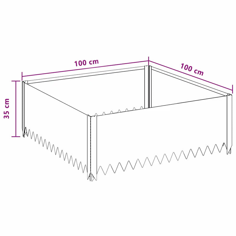 Lawn Edging 100 x 100 x 35 cm Steel Black