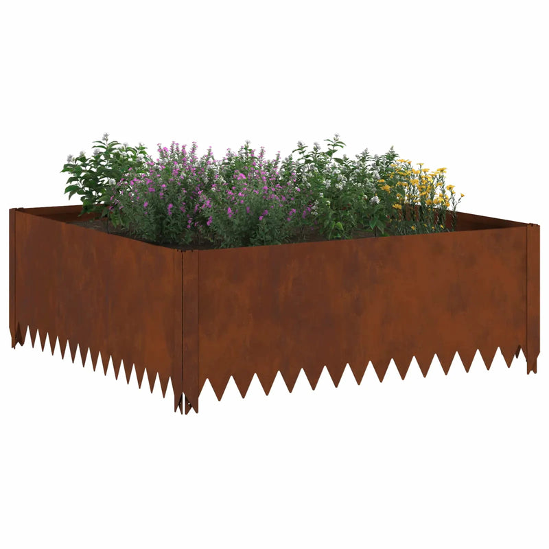 Lawn Edging 100 x 100 x 35 cm Steel Rusty