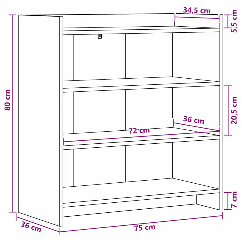 Sideboard White 75 x 36 x 80 cm Engineered Wood