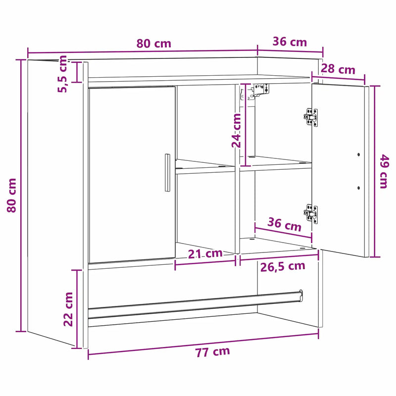 Wall Shelf Wall-Mounted White 80 x 36 x 80 cm Engineered Wood