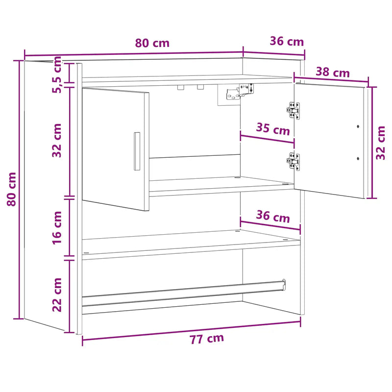 Wall Shelf Wall-Mounted White 80 x 36 x 80 cm Engineered Wood