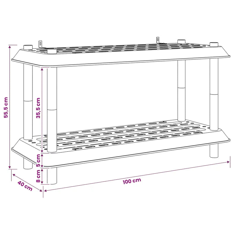 Shelving Unit 2-Tier 100 x 40 x 55.5 cm PP Anthracite