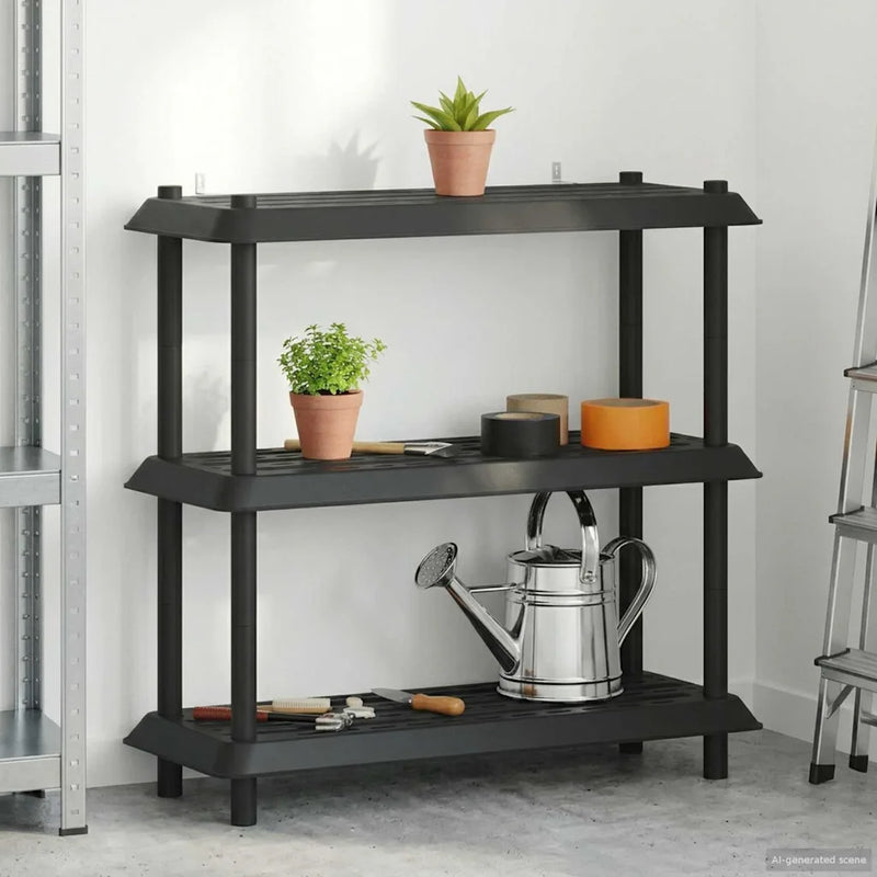 Shelving Unit 3-Tier 100 x 40 x 96 cm PP Anthracite