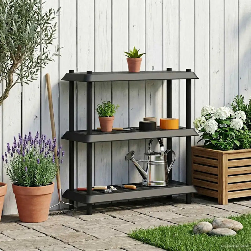 Shelving Unit 3-Tier 100 x 40 x 96 cm PP Anthracite