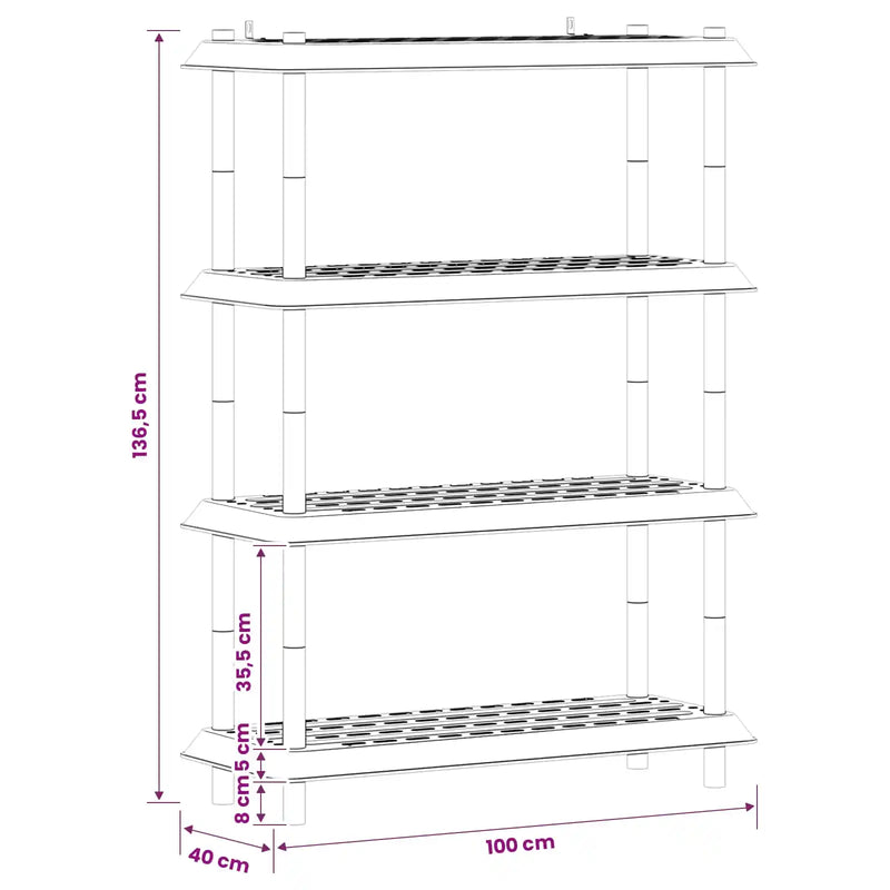 Shelving Unit 4-Tier 100 x 40 x 136.5 cm PP Anthracite