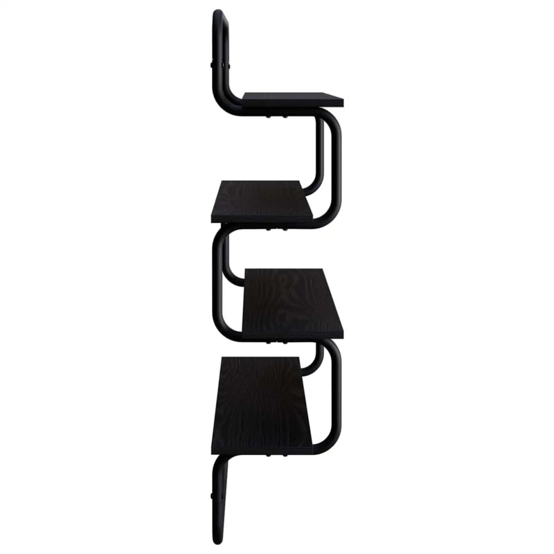 4-Tier Wall Shelf Black Oak 60 x 24.5 x 104 cm Engineered Wood
