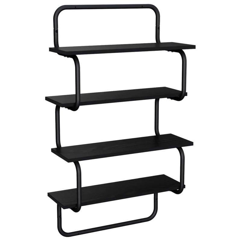 4-Tier Wall Shelf Black Oak 40 x 24.5 x 104 cm Engineered Wood