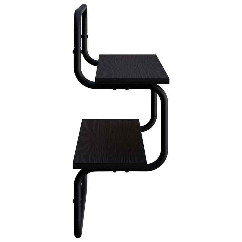 2-Tier Wall Shelf Black Oak 60 x 24.5 x 61 cm Engineered Wood