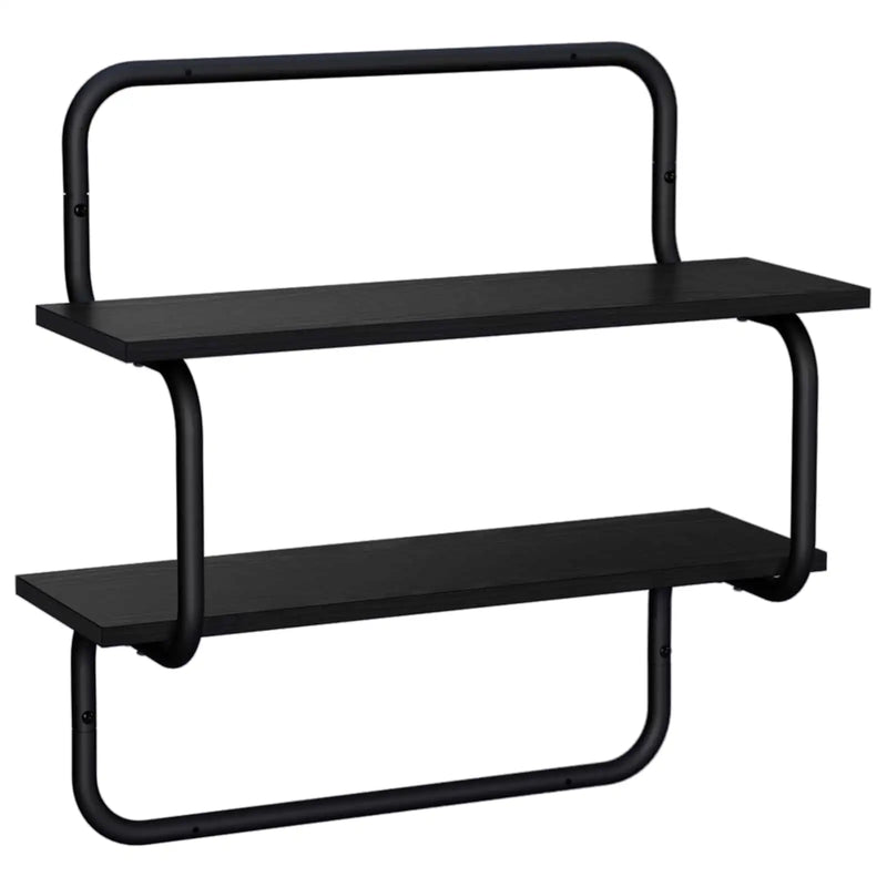 2-Tier Wall Shelf Black Oak 40 x 24.5 x 61 cm Engineered Wood