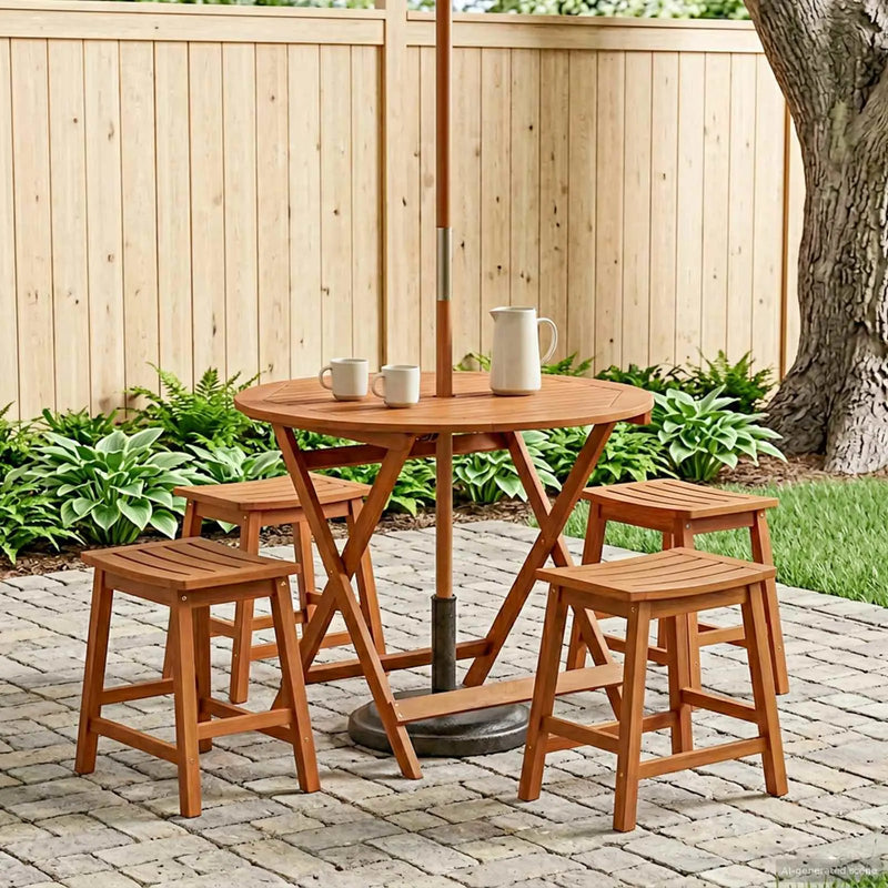 Folding Garden Table Brown �� 90 x 75 cm Solid Eucalyptus Wood