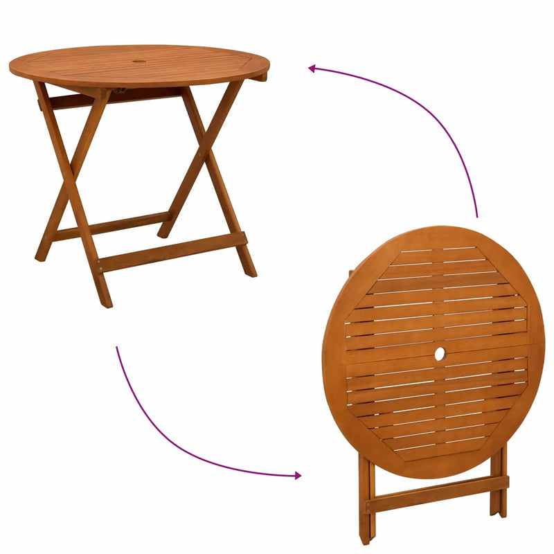 Folding Garden Table Brown �� 90 x 75 cm Solid Eucalyptus Wood