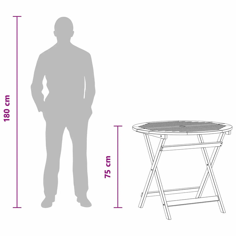 Folding Garden Table Brown �� 90 x 75 cm Solid Eucalyptus Wood
