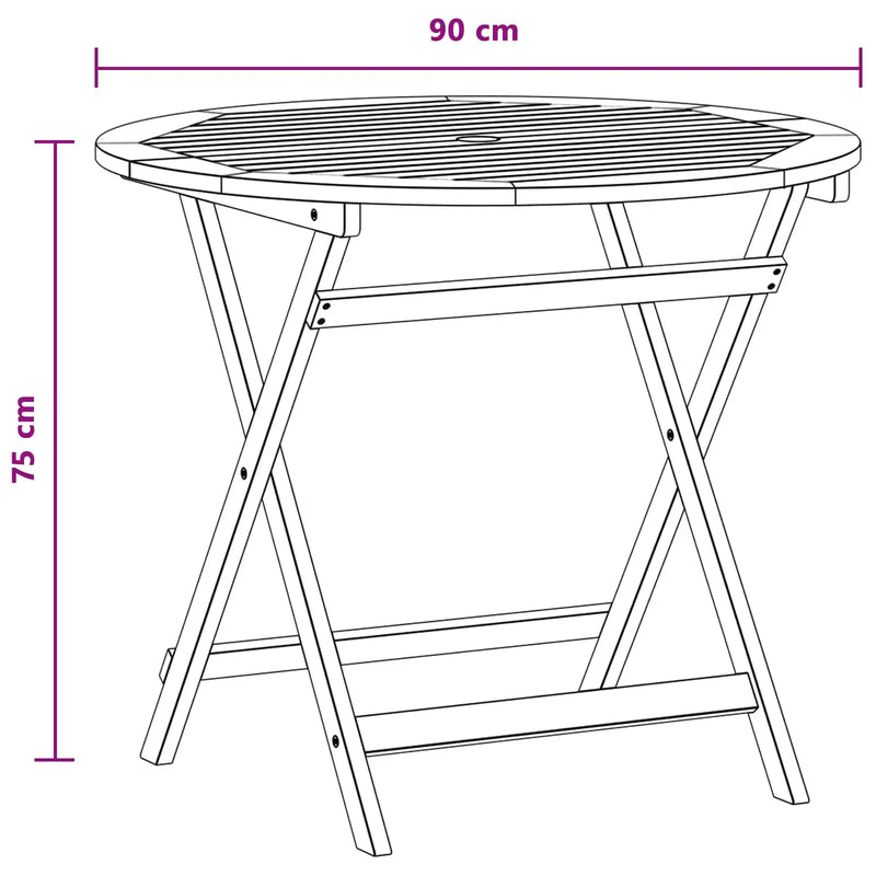 Folding Garden Table Brown �� 90 x 75 cm Solid Eucalyptus Wood