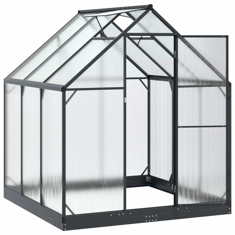 Garden Greenhouse with Door Anthracite 183.5 x 183.5 x 207 cm