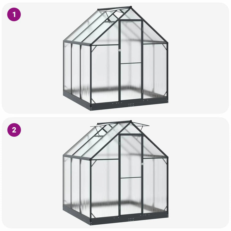 Garden Greenhouse with Door Anthracite 183.5 x 183.5 x 207 cm