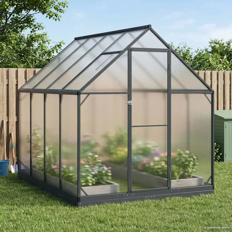 Garden Greenhouse with Door Anthracite 183.5 x 243.5 x 207 cm