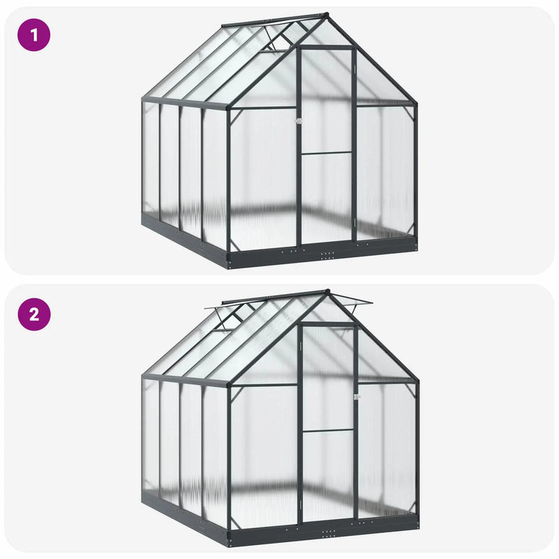 Garden Greenhouse with Door Anthracite 183.5 x 243.5 x 207 cm