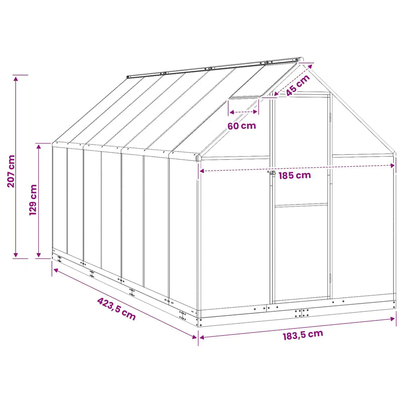 Garden Greenhouse 185 x 423.5 x 207 cm