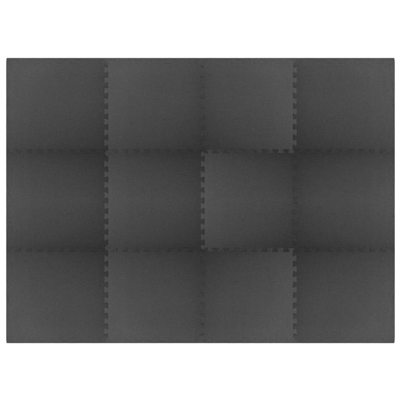 Puzzle Exercise Mats 12 pcs Black 4.32 ��� EVA Foam
