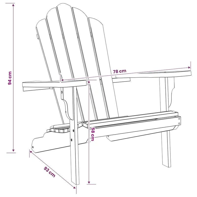 Garden Adirondack Chair Natural Solid Teak Wood